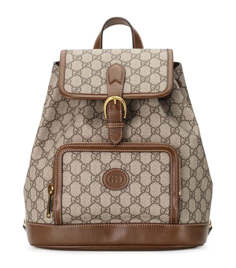 gucci monogram imprime interlocking g backpack|GUCCI Imprime Monogram Large Interlocking G Double Buckle .